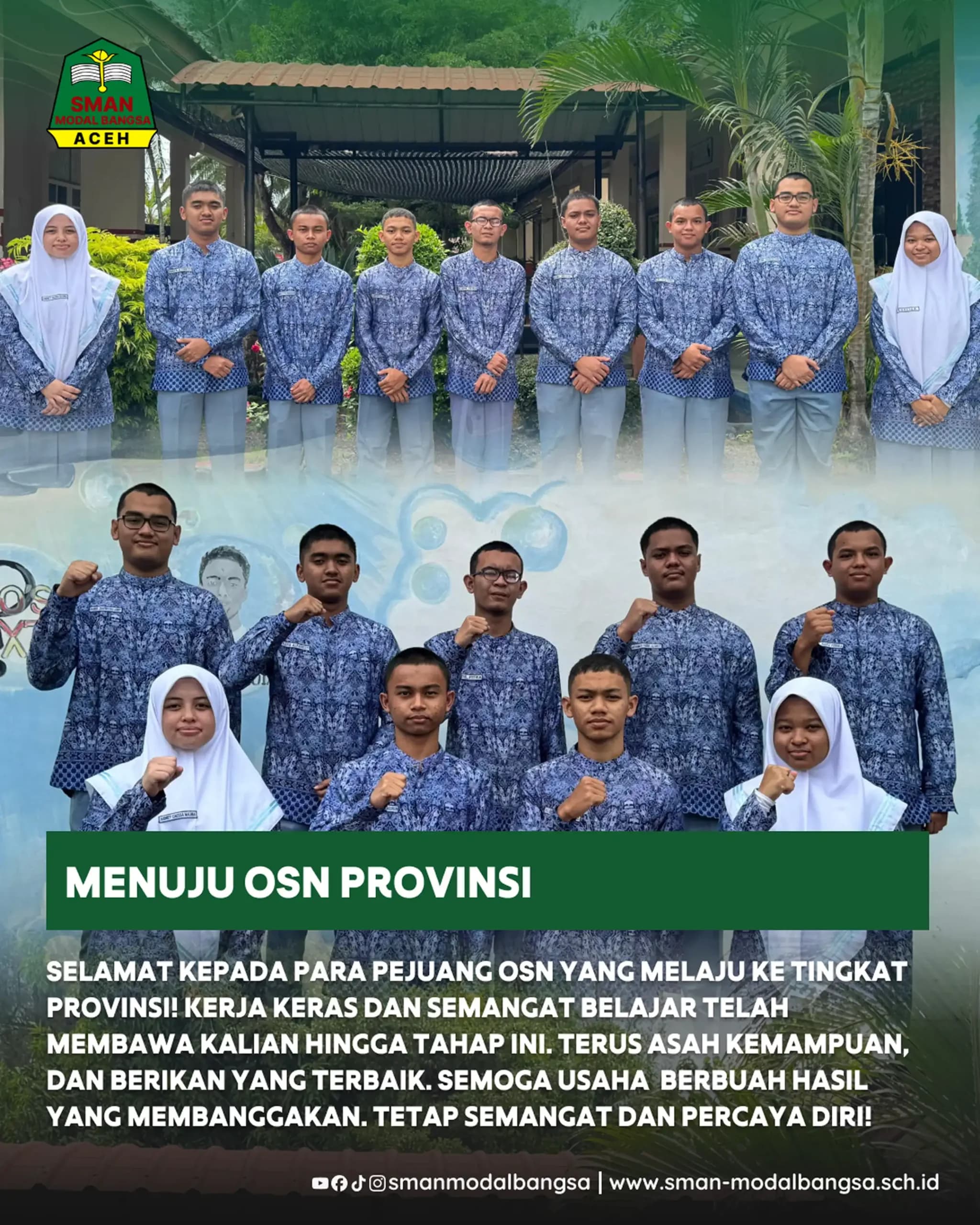 Pejuang OSN SMAN Modal Bangsa Melaju Ke  Tingkat Provinsi