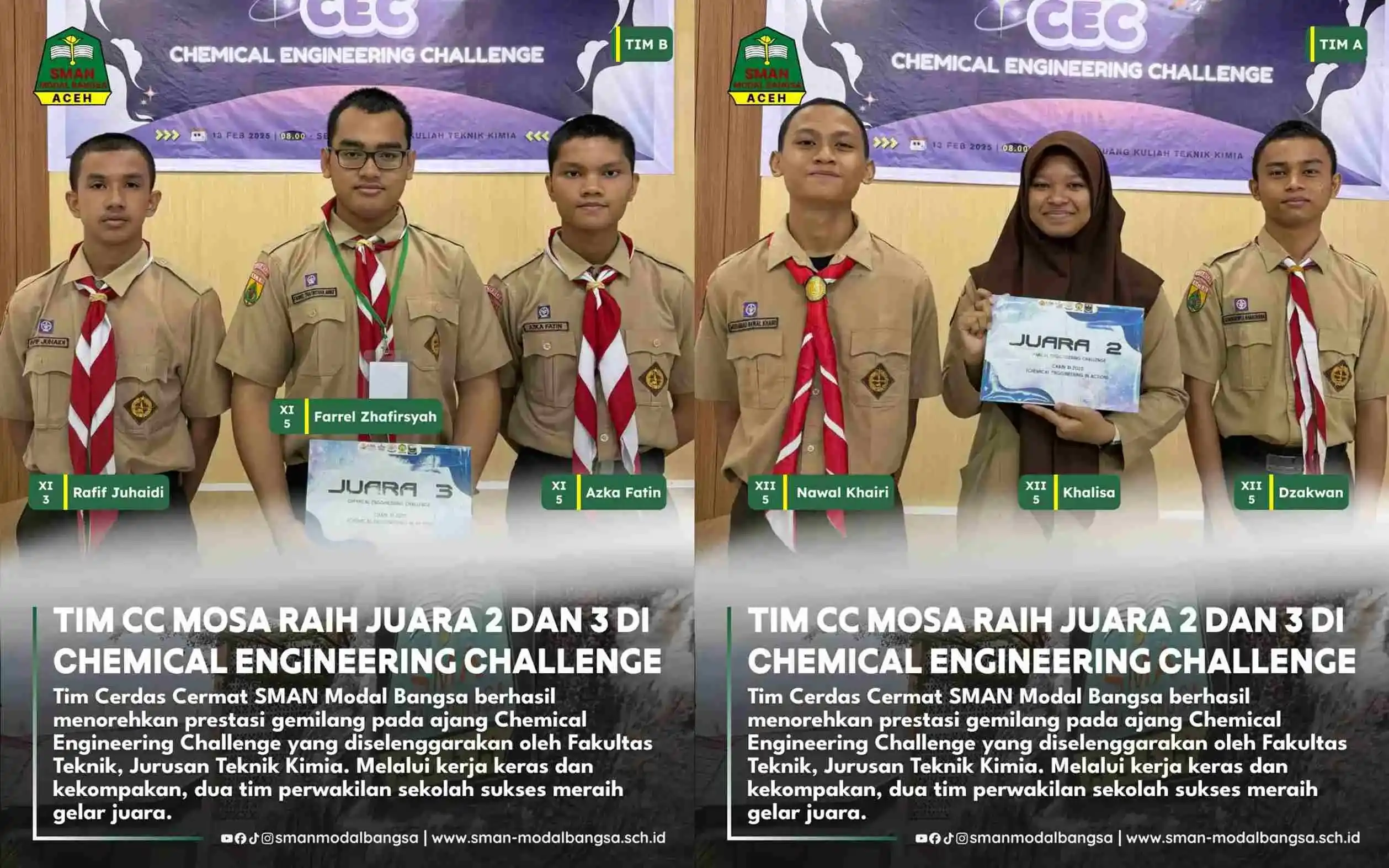 Tim Cerdas Cermat SMAN Modal Bangsa Raih Prestasi pada Chemical Engineering Challenge