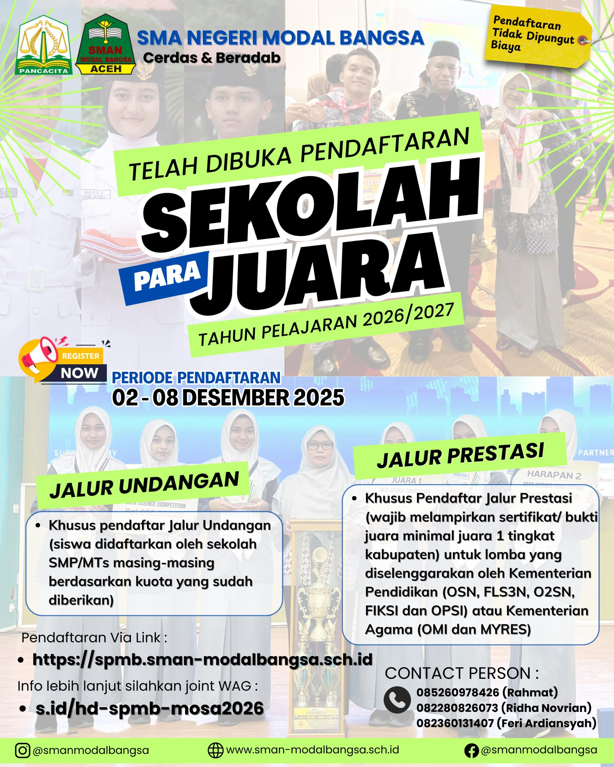 Pendaftaran SPMB Jalur Undangan & Prestasi Tahun Pelajaran 2026/2027