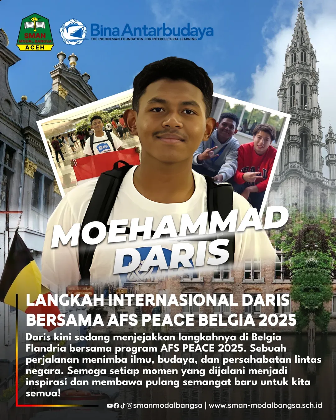 Moehammad Daris Rhadhibillah Menjejakkan Langkah Internasional Bersama AFS Peace Belgia 2025