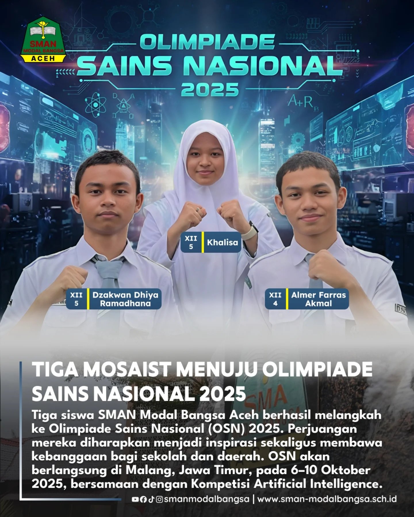 Tiga Mosaist Lolos ke Olimpiade Sains Nasional 2025
