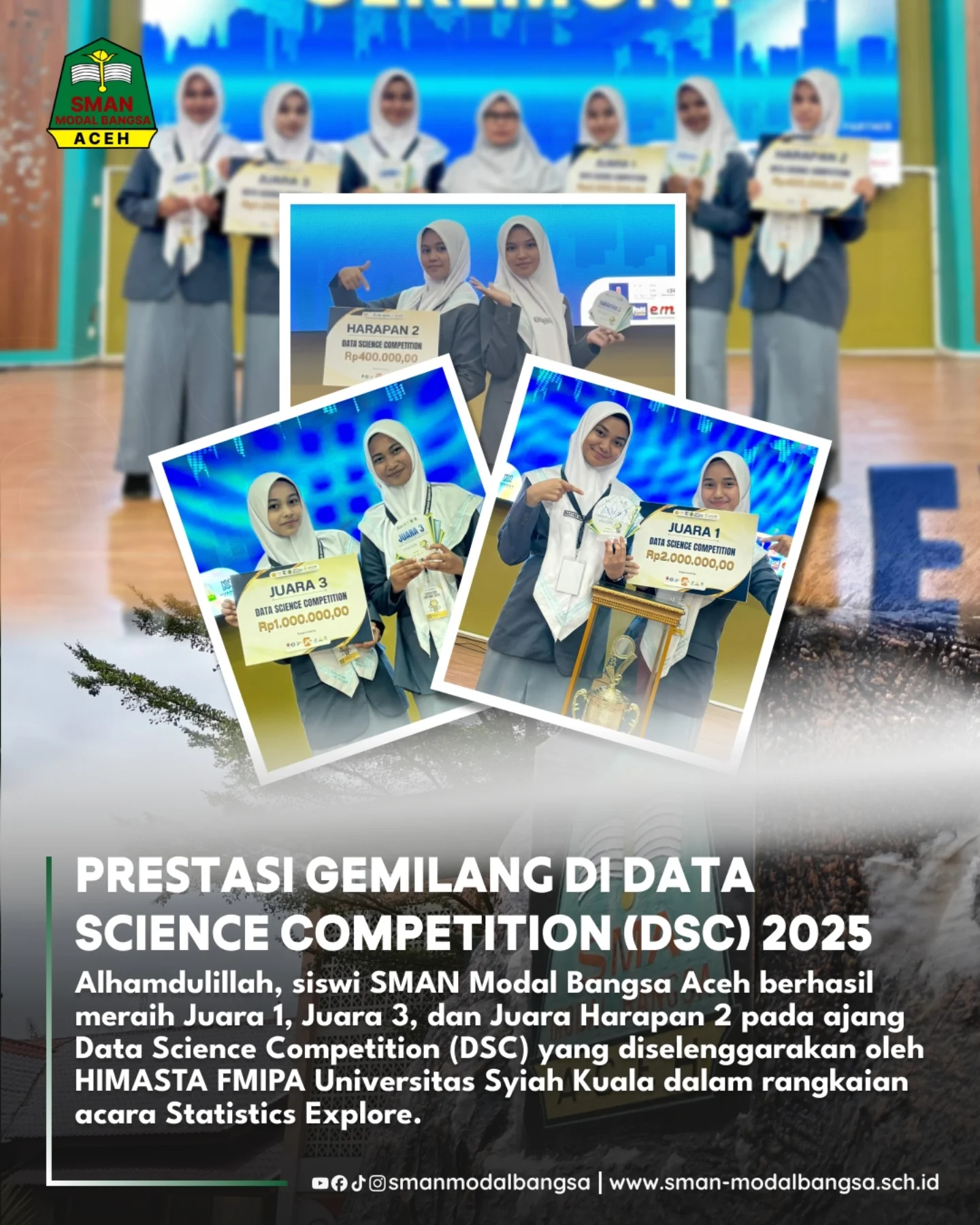 Siswi SMAN Modal Bangsa Aceh Borong Prestasi pada Data Science Competition HIMASTA FMIPA Universitas Syiah Kuala