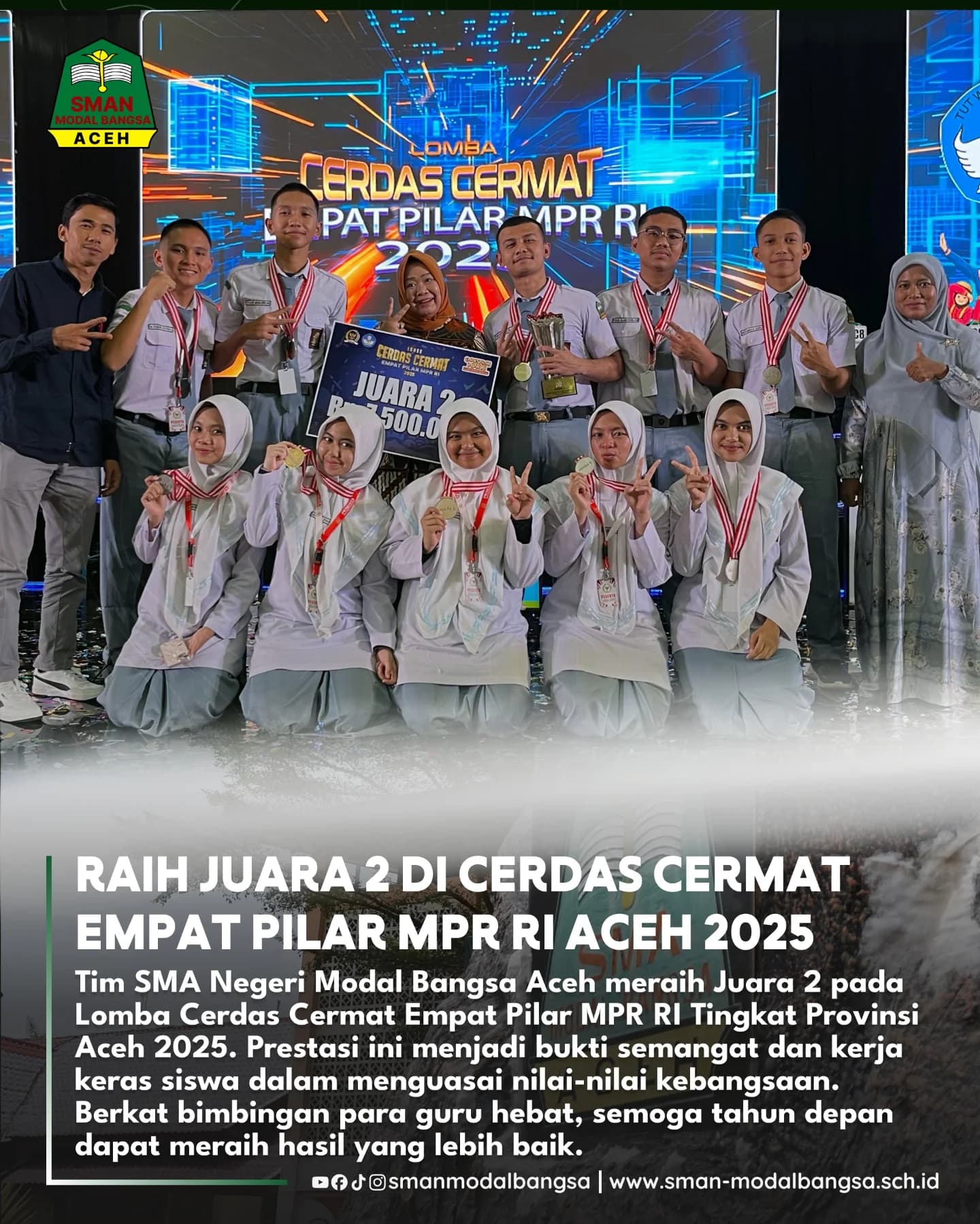 SMA Negeri Modal Bangsa Aceh Raih Juara 2 Lomba Cerdas Cermat Empat Pilar MPR RI Tingkat Provinsi Aceh 2025