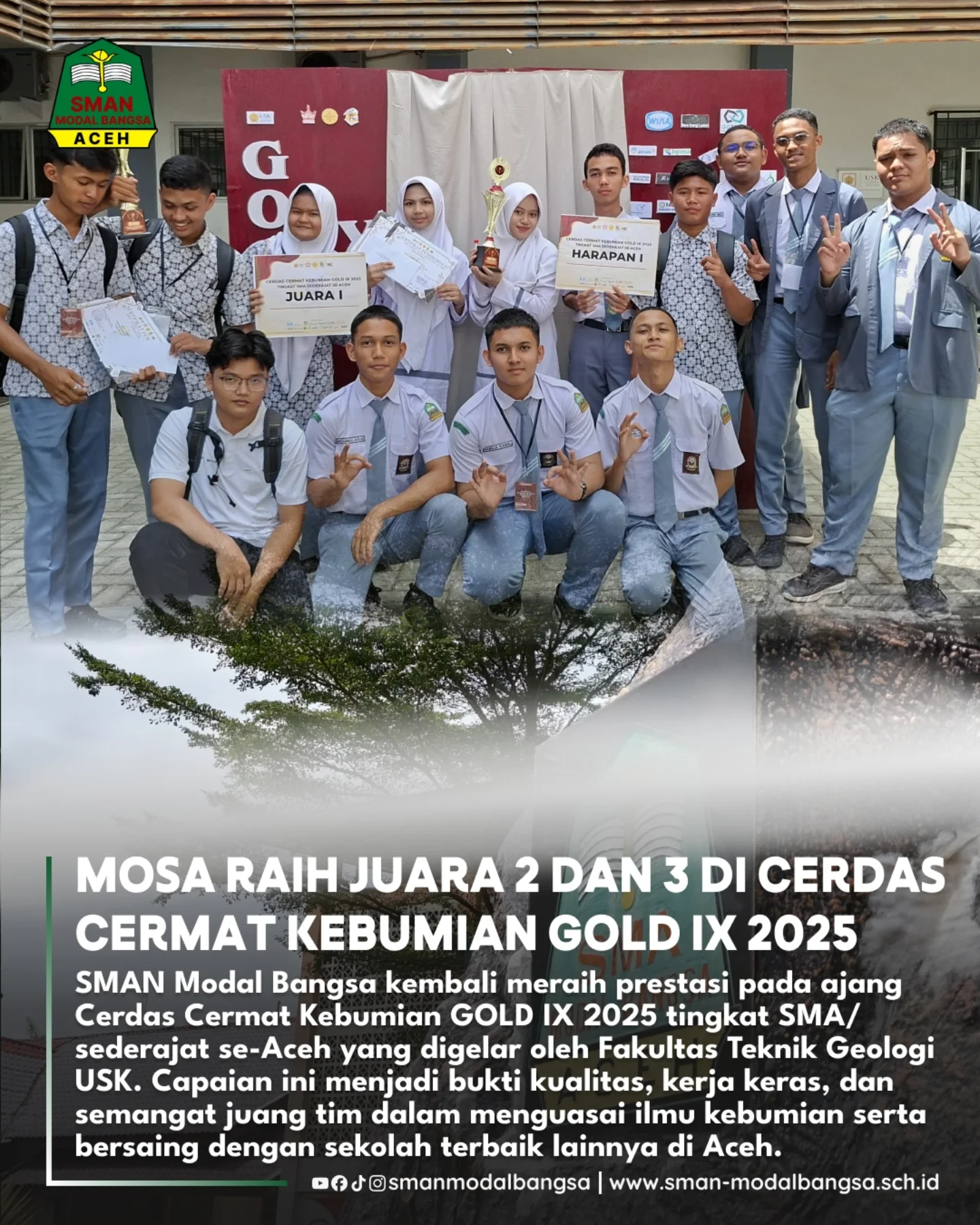 Dua Tim SMAN Modal Bangsa Raih Juara di Cerdas Cermat Kebumian GOLD IX 2025