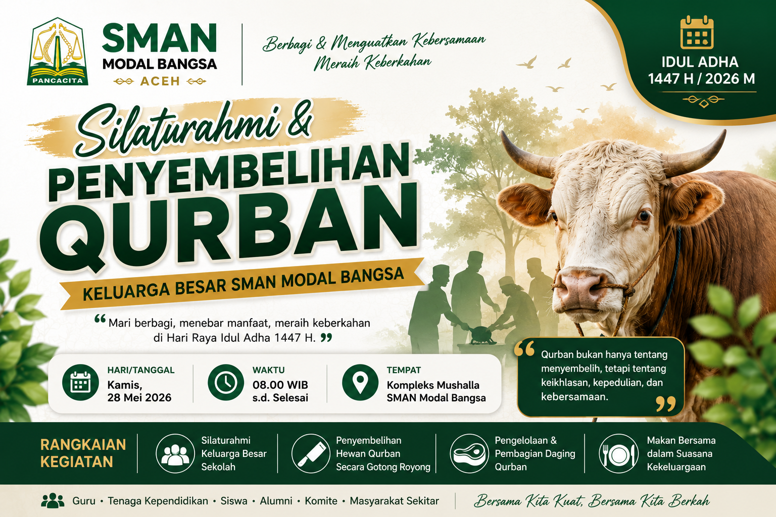 Silaturahmi dan Penyembelihan Qurban Keluarga Besar SMAN Modal Bangsa