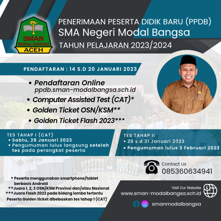 Penerimaan Peserta Didik Baru (PPDB) SMAN Modal Bangsa Tahun Pelajaran 2023/2024