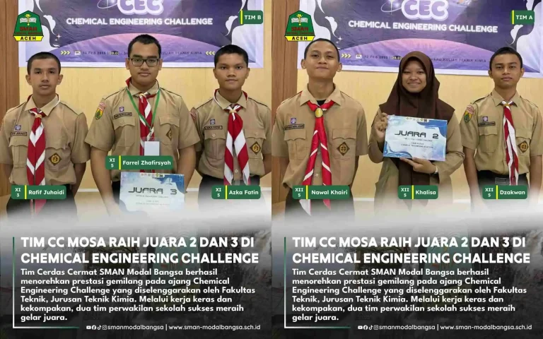 Tim Cerdas Cermat SMAN Modal Bangsa Raih Prestasi pada Chemical Engineering Challenge