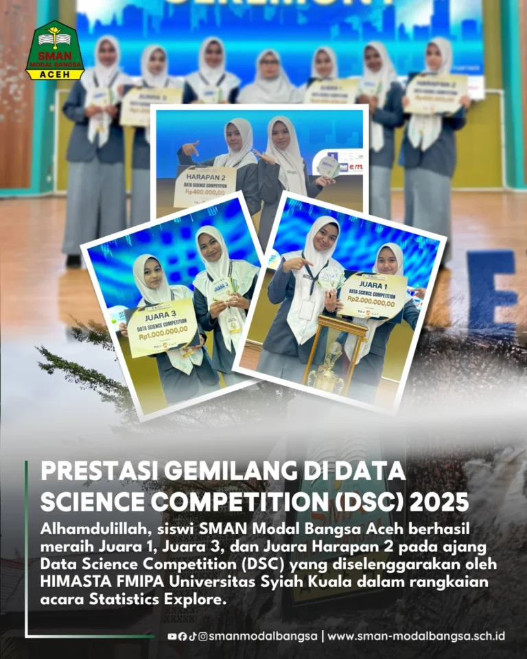 Siswi SMAN Modal Bangsa Aceh Borong Prestasi pada Data Science Competition HIMASTA FMIPA Universitas Syiah Kuala